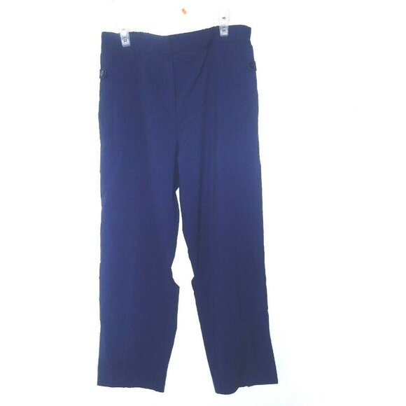 Susan Graver Women's Pants Partial Elastic Sz L/XL Zip Front Straight Leg Blue - Picture 2 of 6